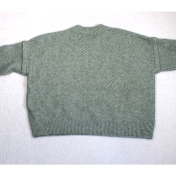 Madewell Cable Knit Sweater Alpaca Wool Womens Medium Green Boxy Classic NEW - Picture 8 of 8